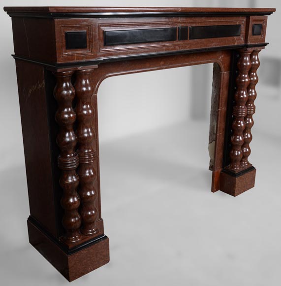 Cheminée de style Napoléon III en marbres rouges et noirs Cheminée de style Napoléon III en marbres rouges et noirs-2