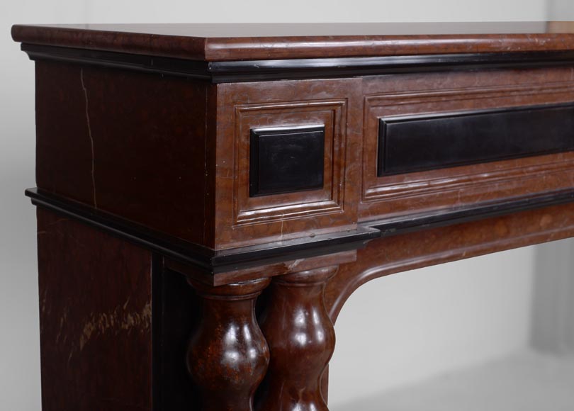 Cheminée de style Napoléon III en marbres rouges et noirs Cheminée de style Napoléon III en marbres rouges et noirs-3