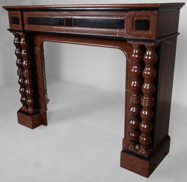 Cheminée de style Napoléon III en marbres rouges et noirs Cheminée de style Napoléon III en marbres rouges et noirs-6