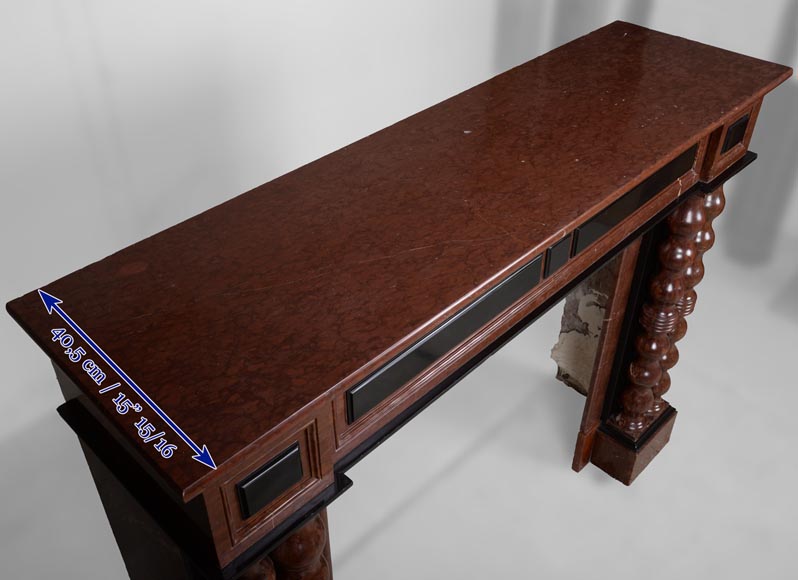 Cheminée de style Napoléon III en marbres rouges et noirs Cheminée de style Napoléon III en marbres rouges et noirs-9