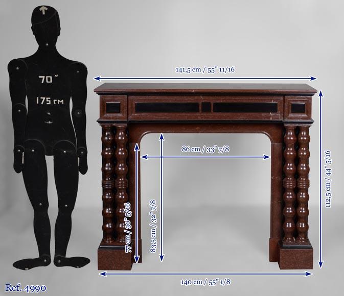 Cheminée de style Napoléon III en marbres rouges et noirs Cheminée de style Napoléon III en marbres rouges et noirs-10