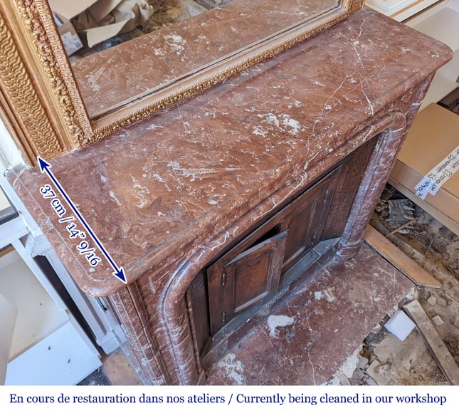 Cheminée de style Louis XIV en marbre Rouge du Nord Cheminée de style Louis XIV en marbre Rouge du Nord-9