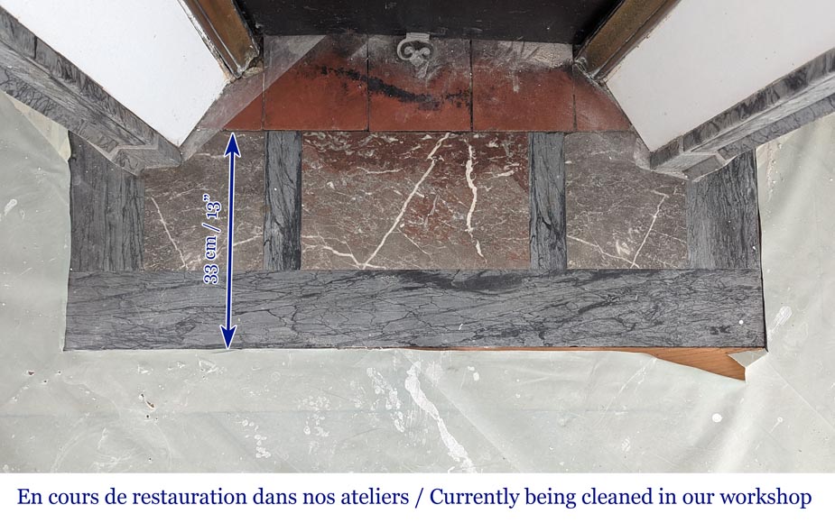 Cheminée ancienne de style Louis XV, modèle Pompadour, en marbre Bleu Fleuri Cheminée ancienne de style Louis XV, modèle Pompadour, en marbre Bleu Fleuri-8