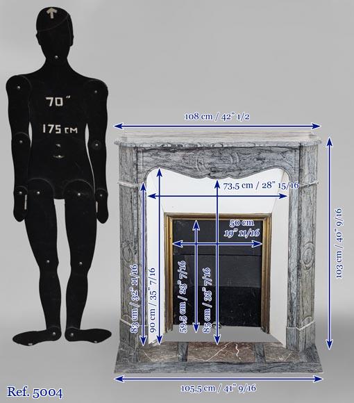 Cheminée ancienne de style Louis XV, modèle Pompadour, en marbre Bleu Fleuri Cheminée ancienne de style Louis XV, modèle Pompadour, en marbre Bleu Fleuri-10
