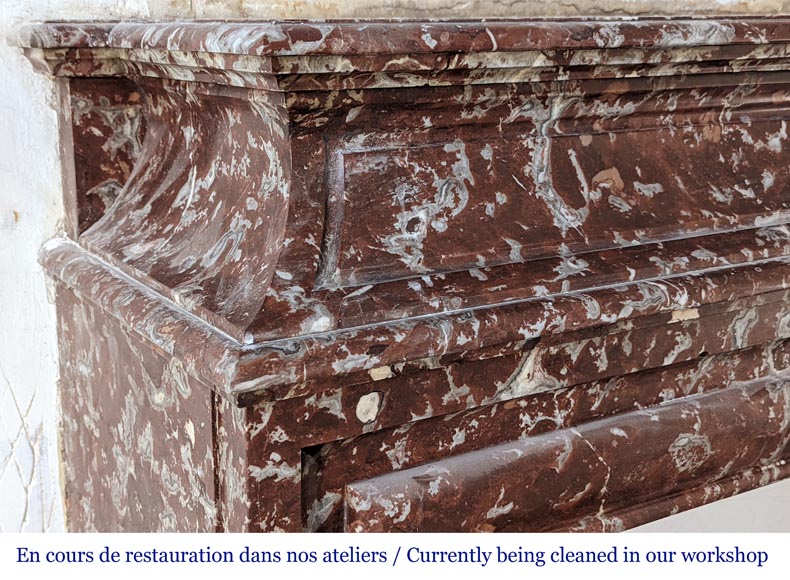 Cheminée de style Louis XIV en marbre Rouge du Nord Cheminée de style Louis XIV en marbre Rouge du Nord-6