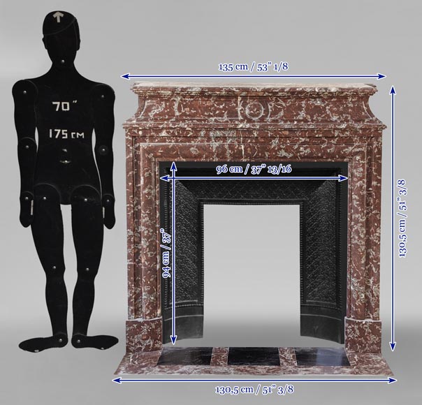Cheminée de style Louis XIV en marbre Rouge du Nord Cheminée de style Louis XIV en marbre Rouge du Nord-10