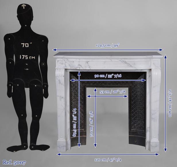 Cheminée de style Louis XVI en marbre demi-statuaire au bandeau galbé Cheminée de style Louis XVI en marbre demi-statuaire au bandeau galbé-10