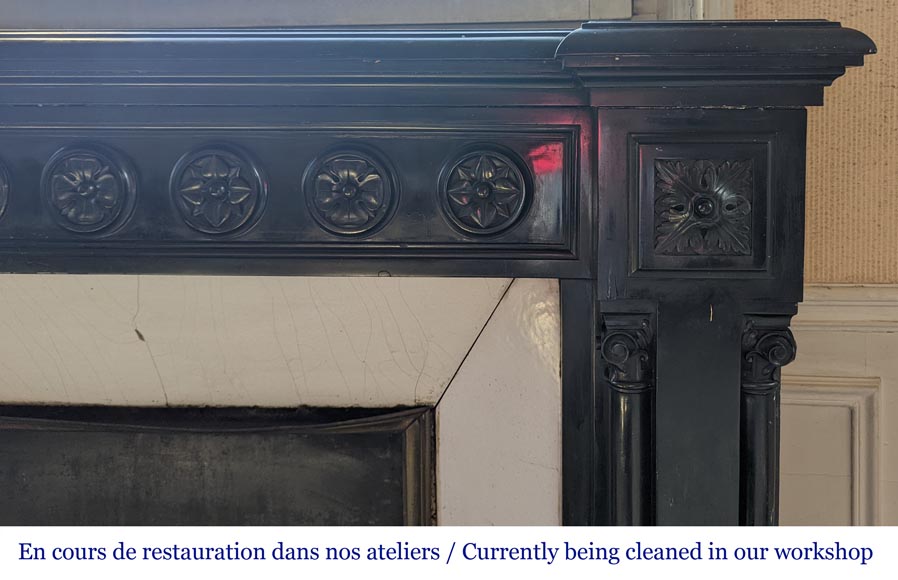 Cheminée Napoléon III en marbre Noir de Belgique aux colonnettes Cheminée Napoléon III en marbre Noir de Belgique aux colonnettes-8