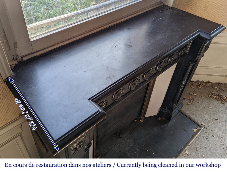 Cheminée Napoléon III en marbre Noir de Belgique aux colonnettes Cheminée Napoléon III en marbre Noir de Belgique aux colonnettes-10