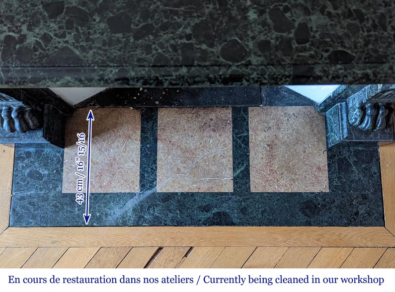 Cheminée de style Napoléon III à pattes de lions en marbre vert de mer Cheminée de style Napoléon III à pattes de lions en marbre vert de mer-9