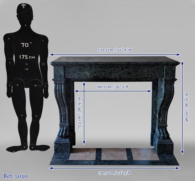 Cheminée de style Napoléon III à pattes de lions en marbre vert de mer Cheminée de style Napoléon III à pattes de lions en marbre vert de mer-11