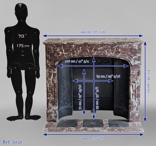 Cheminée de style Régence en marbre Rouge du Nord Cheminée de style Régence en marbre Rouge du Nord-11