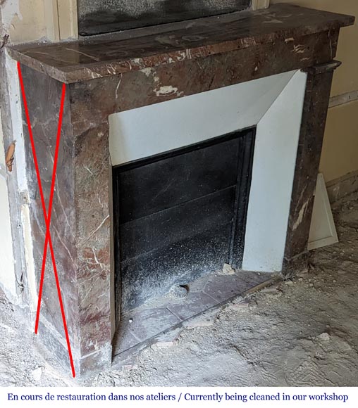 Cheminée de style Louis XVI en marbre Rouge du Nord Cheminée de style Louis XVI en marbre Rouge du Nord-2