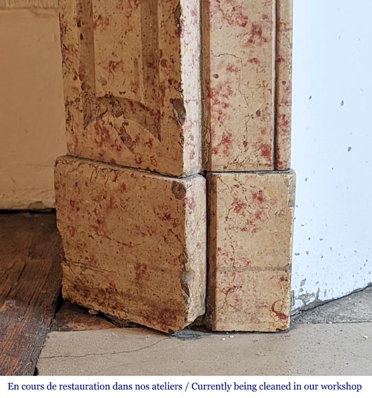 Cheminée Pompadour à pans coupés en marbre rouge et rosé Cheminée Pompadour à pans coupés en marbre rouge et rosé-4