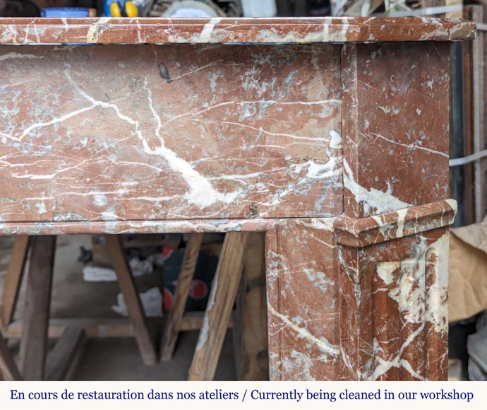 Cheminée de style Louis XVI sculptée en marbre rouge Cheminée de style Louis XVI sculptée en marbre rouge-6