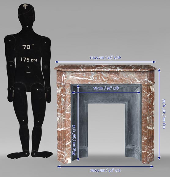 Cheminée de style Louis XVI sculptée en marbre rouge Cheminée de style Louis XVI sculptée en marbre rouge-9