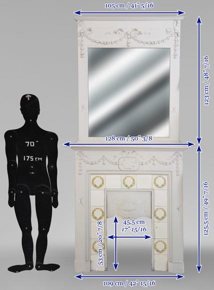 Cheminée de style Louis XVI décorée d'une scène de mythologie en bois Cheminée de style Louis XVI décorée d'une scène de mythologie en bois-7