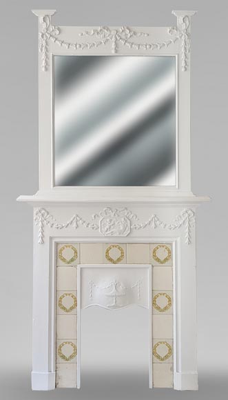 Cheminée de style Louis XVI en bois décorée d'une scène de mythologie Cheminée de style Louis XVI en bois décorée d'une scène de mythologie-0