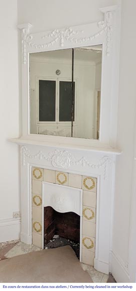 Cheminée en bois de style Louis XVI décorée d'une scène de mythologie Cheminée en bois de style Louis XVI décorée d'une scène de mythologie-5