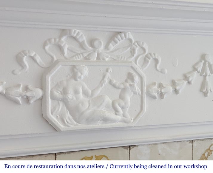 Cheminée en bois de style Louis XVI décorée d'une scène de mythologie Cheminée en bois de style Louis XVI décorée d'une scène de mythologie-7