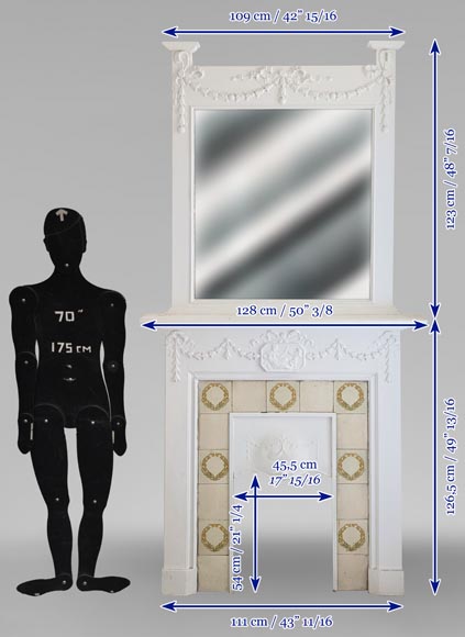 Cheminée en bois de style Louis XVI décorée d'une scène de mythologie Cheminée en bois de style Louis XVI décorée d'une scène de mythologie-11