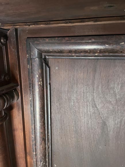 Grande cheminée Néo-Renaissance en noyer aux cuirs découpés Grande cheminée Néo-Renaissance en noyer aux cuirs découpés-9