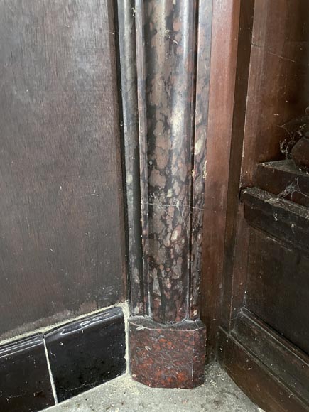 Grande cheminée Néo-Renaissance en noyer aux cuirs découpés Grande cheminée Néo-Renaissance en noyer aux cuirs découpés-11