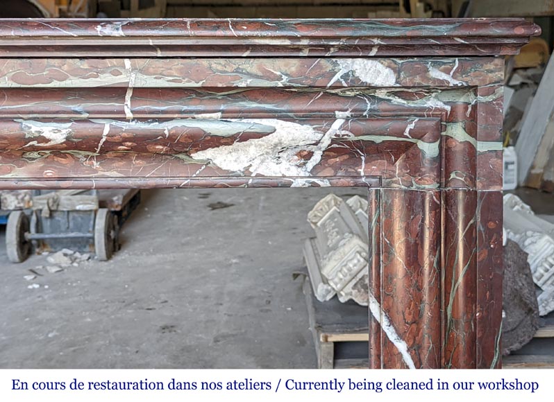 Cheminée de style Louis XIV en marbre Griotte Cheminée de style Louis XIV en marbre Griotte-6