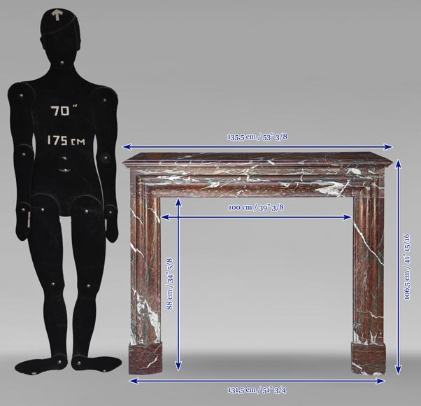 Cheminée de style Louis XIV en marbre Griotte Cheminée de style Louis XIV en marbre Griotte-9