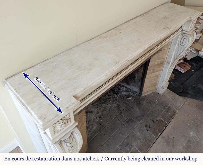 Cheminée d'époque Louis XVI en marbre statuaire, ornée d'un fil de perles Cheminée d'époque Louis XVI en marbre statuaire, ornée d'un fil de perles-13