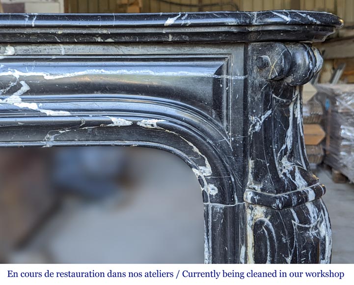 Cheminée Pompadour de style Louis XV en marbre Noir Marquina Cheminée Pompadour de style Louis XV en marbre Noir Marquina-6