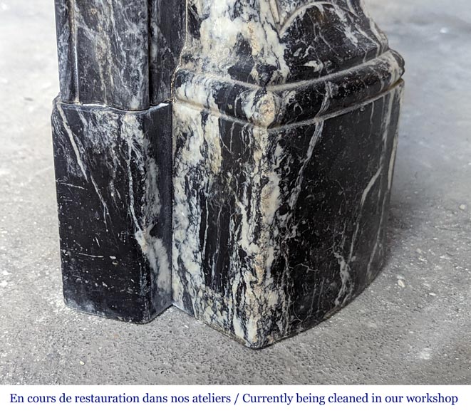 Cheminée Pompadour de style Louis XV en marbre Noir Marquina Cheminée Pompadour de style Louis XV en marbre Noir Marquina-7