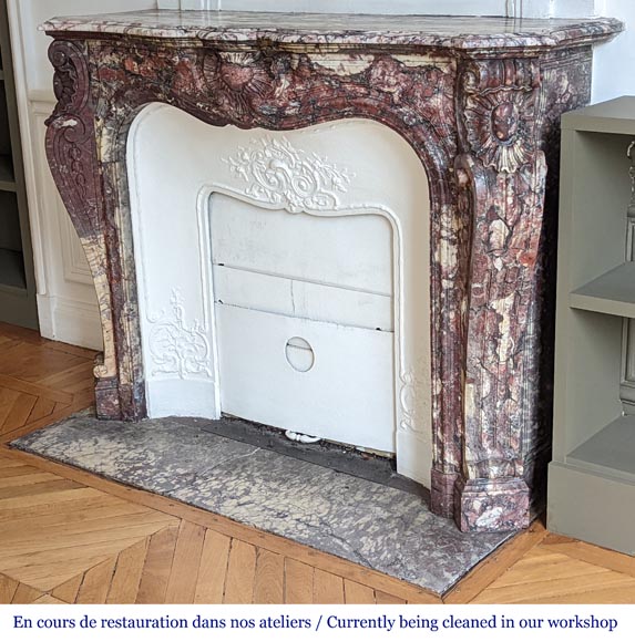 Cheminée de style Napoléon III en marbre Fleur de pêcher Cheminée de style Napoléon III en marbre Fleur de pêcher-8