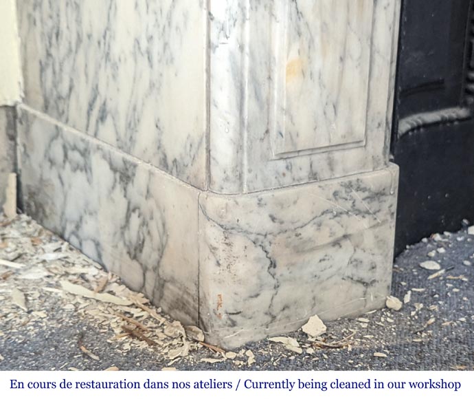 Cheminée de style Louis XVI moulurée en marbre Arabescato Cheminée de style Louis XVI moulurée en marbre Arabescato-4