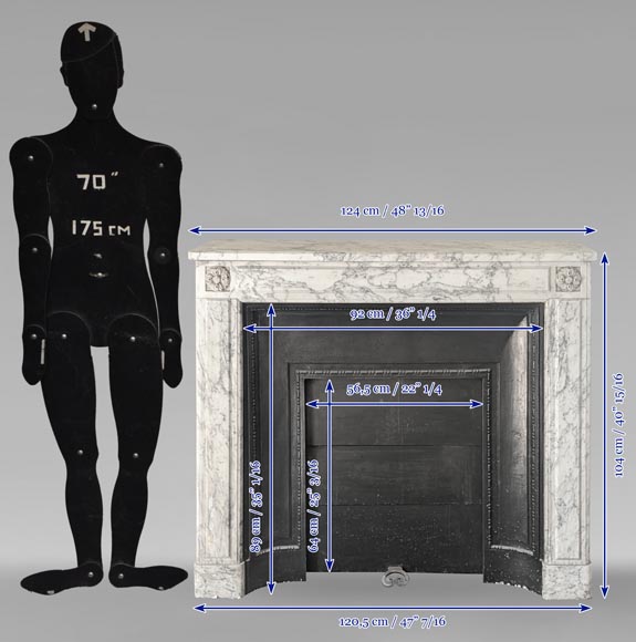 Cheminée de style Louis XVI moulurée en marbre Arabescato Cheminée de style Louis XVI moulurée en marbre Arabescato-9