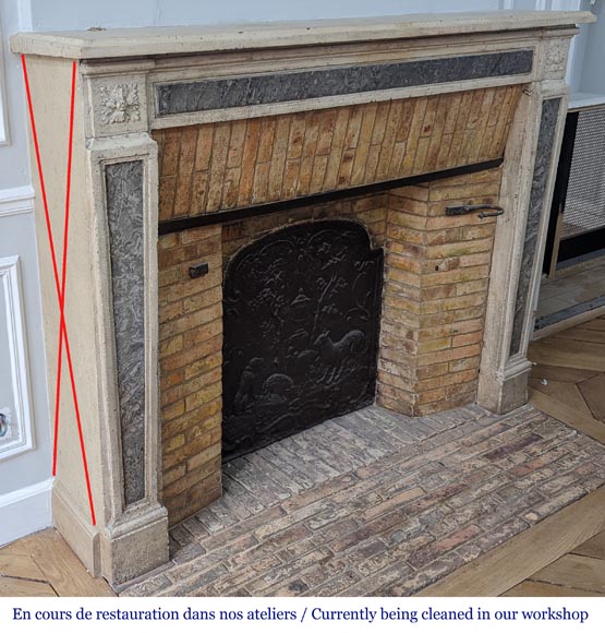 Cheminée d'époque Louis XVI en pierre et marbre Cheminée d'époque Louis XVI en pierre et marbre-2