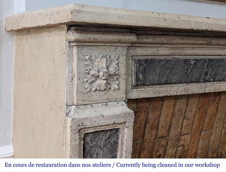 Cheminée d'époque Louis XVI en pierre et marbre Cheminée d'époque Louis XVI en pierre et marbre-3