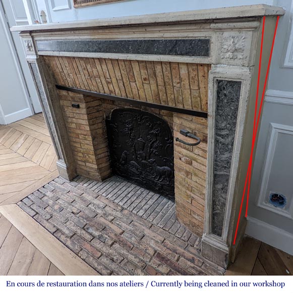 Cheminée d'époque Louis XVI en pierre et marbre Cheminée d'époque Louis XVI en pierre et marbre-6