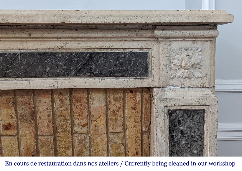 Cheminée d'époque Louis XVI en pierre et marbre Cheminée d'époque Louis XVI en pierre et marbre-7