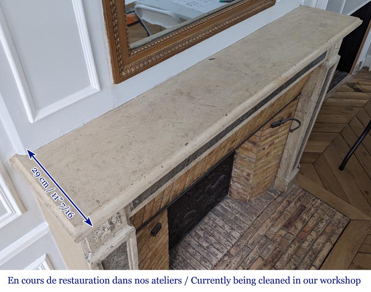 Cheminée d'époque Louis XVI en pierre et marbre Cheminée d'époque Louis XVI en pierre et marbre-9