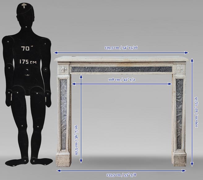 Cheminée d'époque Louis XVI en pierre et marbre Cheminée d'époque Louis XVI en pierre et marbre-10
