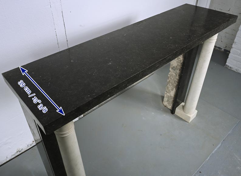 Cheminée de style Directoire à colonnes détachées en marbre statuaire et granit Cheminée de style Directoire à colonnes détachées en marbre statuaire et granit-8