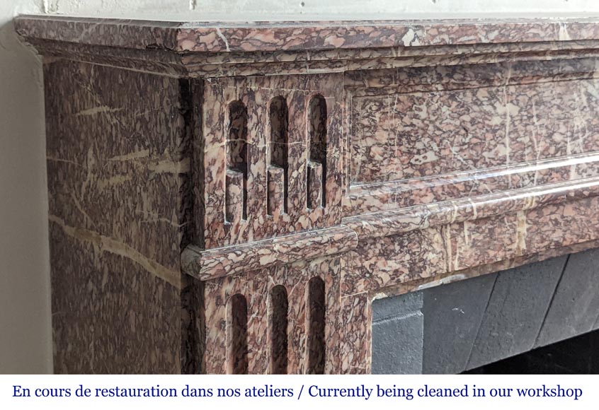 Petite cheminée de style Louis XVI à rudentures en marbre Campan Petite cheminée de style Louis XVI à rudentures en marbre Campan-3