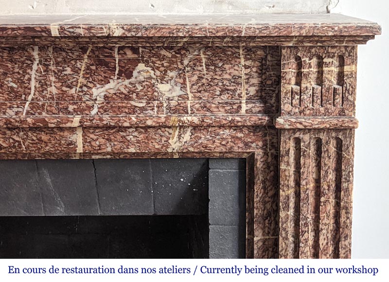 Petite cheminée de style Louis XVI à rudentures en marbre Campan Petite cheminée de style Louis XVI à rudentures en marbre Campan-6