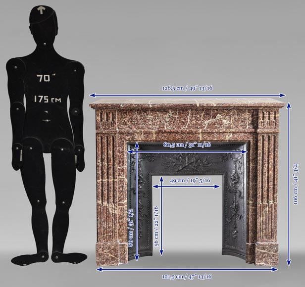 Petite cheminée de style Louis XVI à rudentures en marbre Campan Petite cheminée de style Louis XVI à rudentures en marbre Campan-9