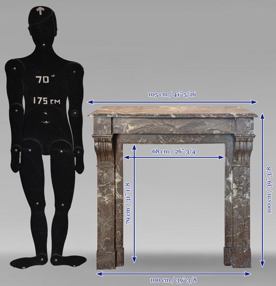 Cheminée de style Napoléon III à modillons en marbre Rouge du Nord Cheminée de style Napoléon III à modillons en marbre Rouge du Nord-9