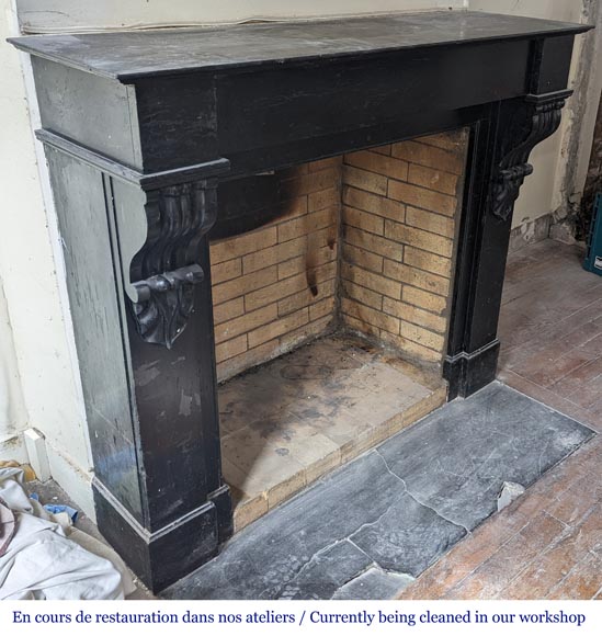 Cheminée de style Napoléon III en marbre noir Cheminée de style Napoléon III en marbre noir-2