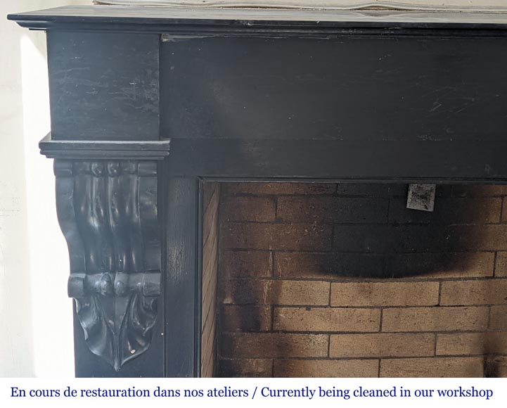 Cheminée de style Napoléon III en marbre noir Cheminée de style Napoléon III en marbre noir-3