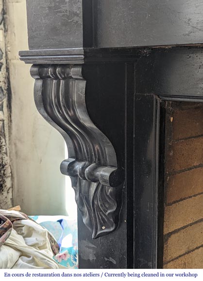 Cheminée de style Napoléon III en marbre noir Cheminée de style Napoléon III en marbre noir-4