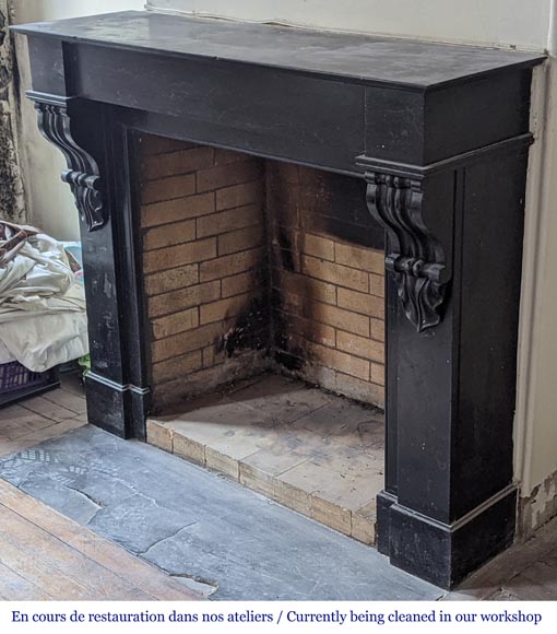 Cheminée de style Napoléon III en marbre noir Cheminée de style Napoléon III en marbre noir-6